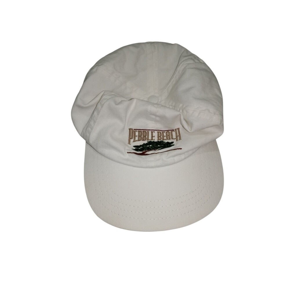 Vintage White Pebble Beach Hat Cap for Golfers